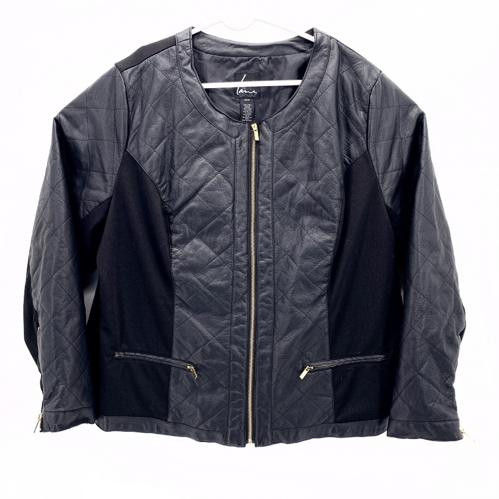 Lane Bryant Womens 22 Faux Moto Leather Jacket